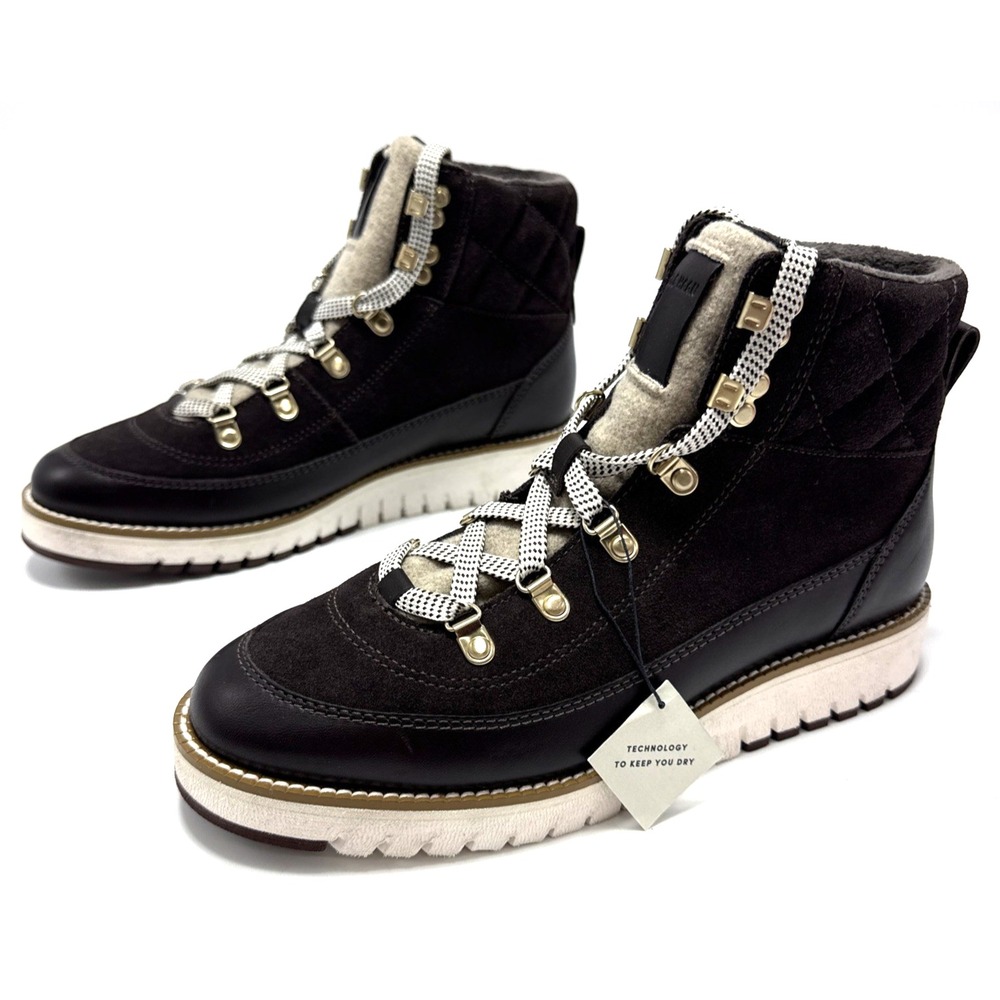 Cole Haan ZeroGrand Elissa Hiker Womens 6 Waterproof Boots Suede Leather Brown